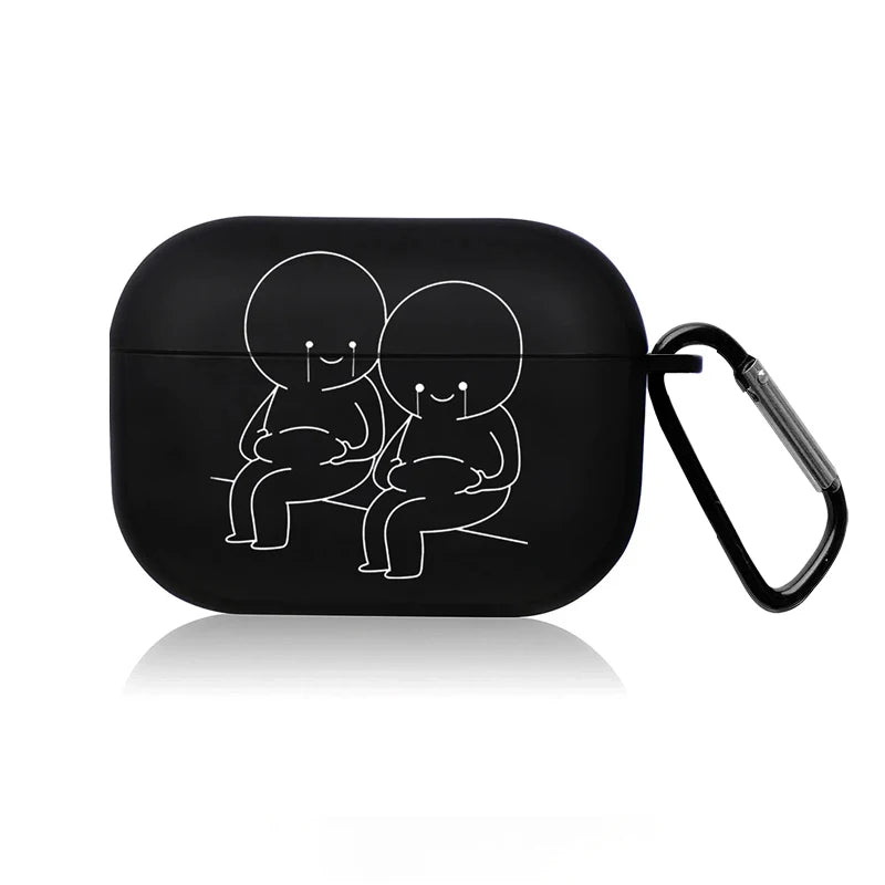 Creative Line Cute Black Earphone Case
