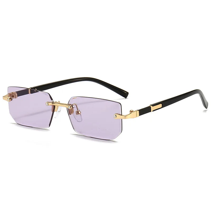 Rimless Sunglasses Rectangle Fashion Popular Women Men