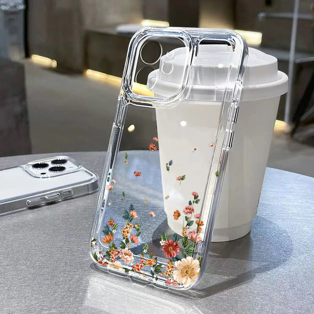 Flower Phone Case For iPhone 16 13 15 11 12 14 17 Pro