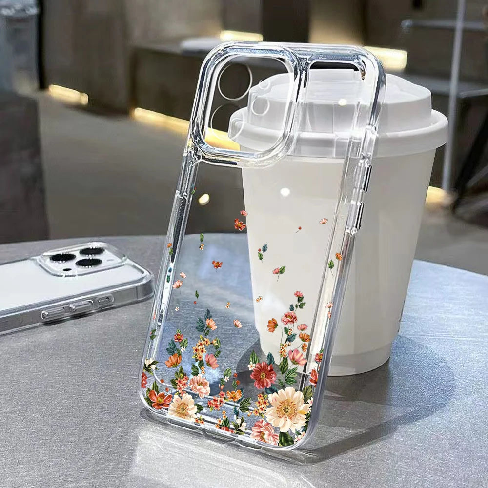 Flower Phone Case For iPhone 16 13 15 11 12 14 17 Pro