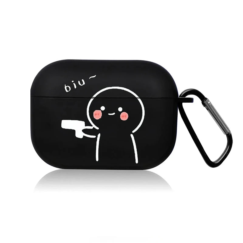 Creative Line Cute Black Earphone Case
