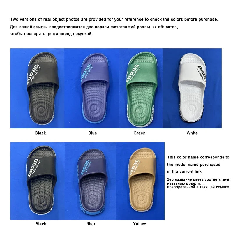 Big Size 40-45 Men Slippers Summer Flat Sole Home