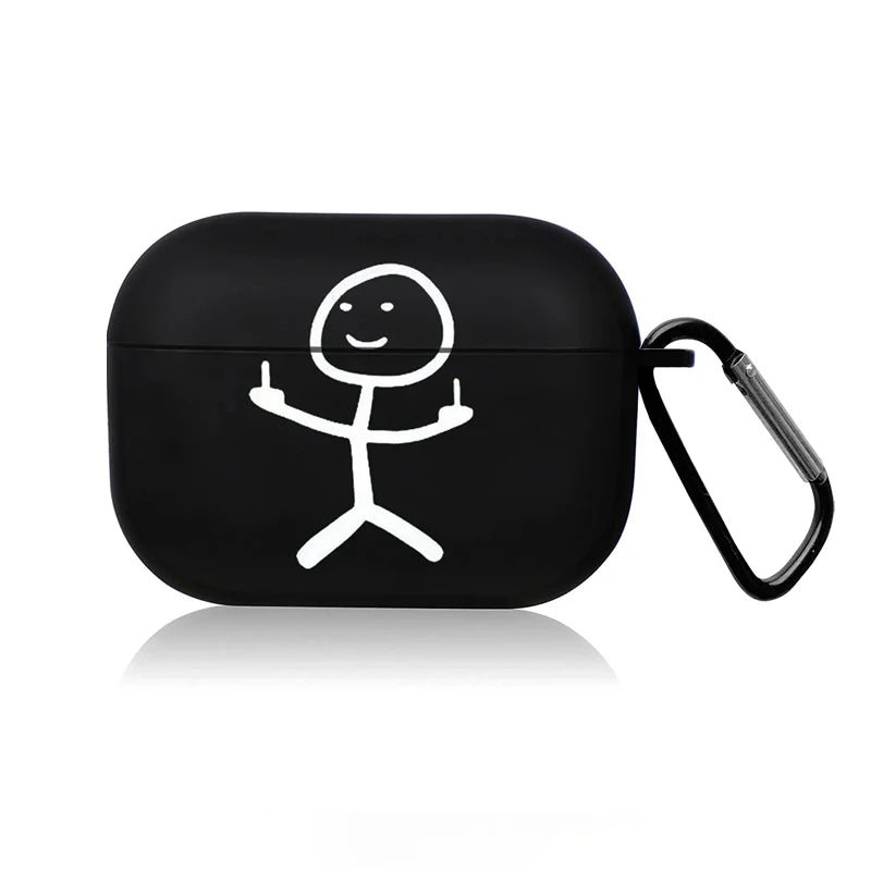 Creative Line Cute Black Earphone Case