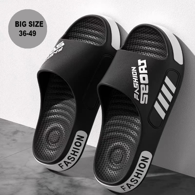 Big Size 40-45 Men Slippers Summer Flat Sole Home