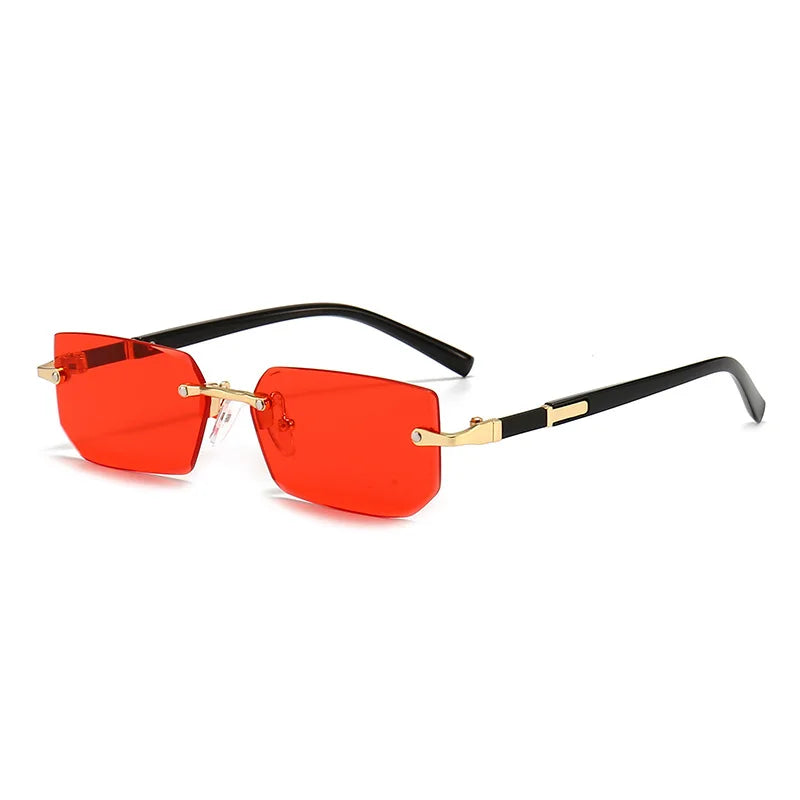 Rimless Sunglasses Rectangle Fashion Popular Women Men