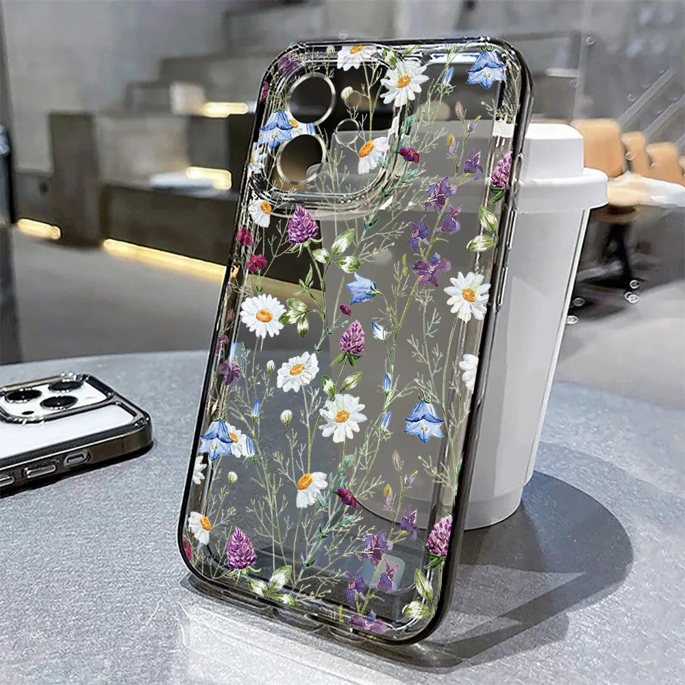 Flower Phone Case For iPhone 16 13 15 11 12 14 17 Pro